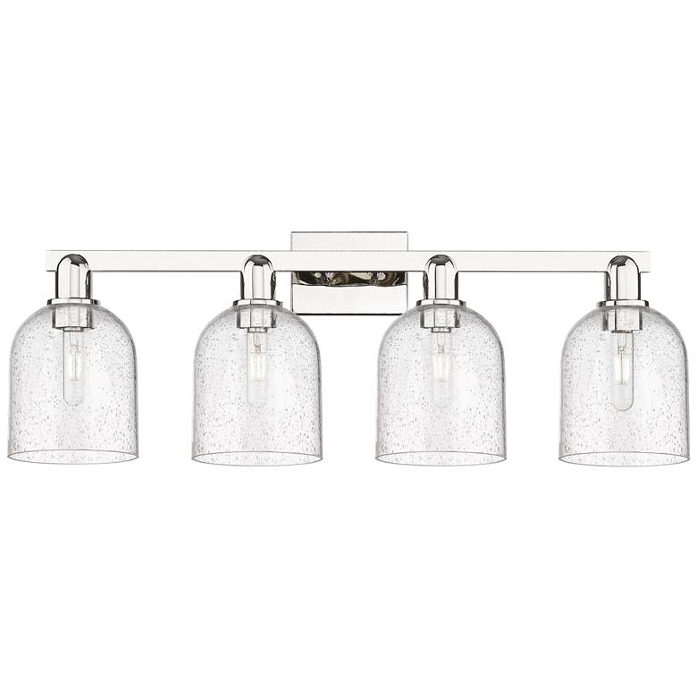 Image 1 Arcadia Bella 33"W 4 Light Polished Nickel Vanity Light w/ Seedy Shade