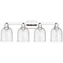1_Arcadia Bella 33"W 4 Light Polished Nickel Vanity Light w/ Seedy Shade