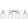 Arcadia Bella 33"W 4 Light Polished Nickel Vanity Light w/ Seedy Shade