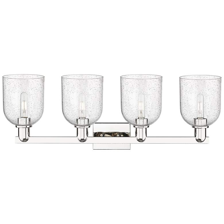 Image 2 Arcadia Bella 33"W 4 Light Polished Nickel Vanity Light w/ Seedy Shade more views