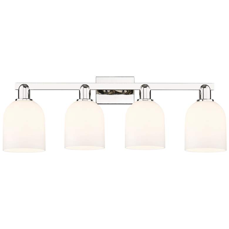 Image 1 Arcadia Bella 33"W 4 Light Polished Nickel Vanity Light w/ White Shade