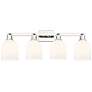 1_Arcadia Bella 33"W 4 Light Polished Nickel Vanity Light w/ White Shade