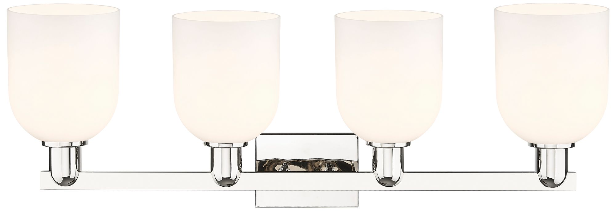 Image 2 Arcadia Bella 33"W 4 Light Polished Nickel Vanity Light w/ White Shade more views