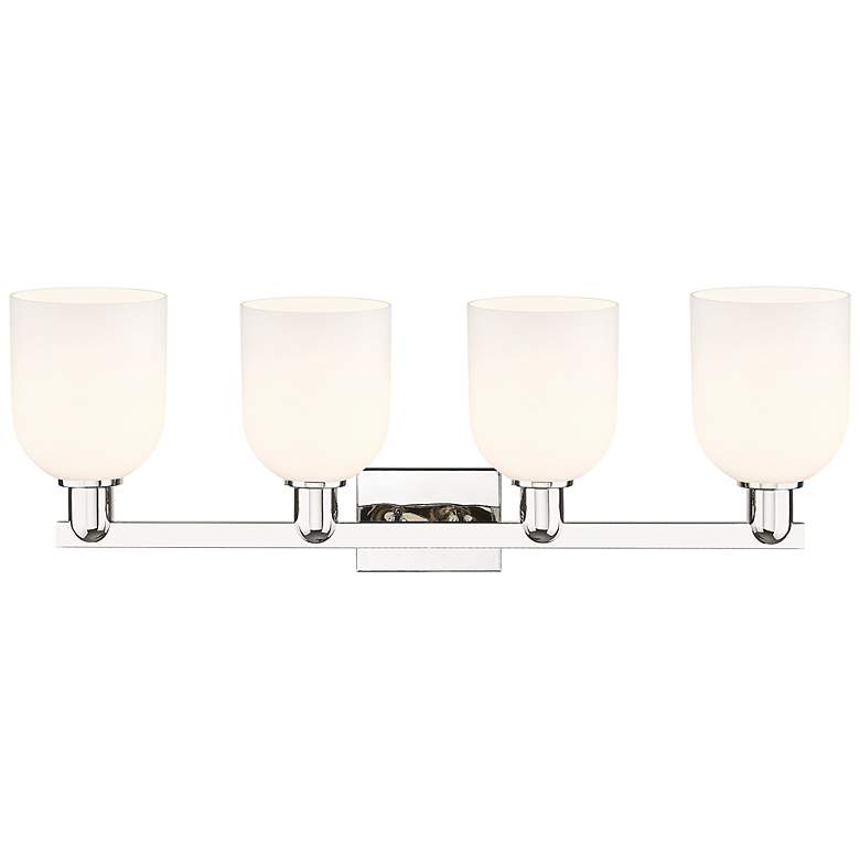 Image 2 Arcadia Bella 33"W 4 Light Polished Nickel Vanity Light w/ White Shade more views