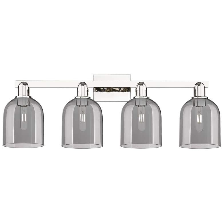 Image 1 Arcadia Bella 33"W 4 Light Polished Nickel Vanity w/ Light Smoke Shade
