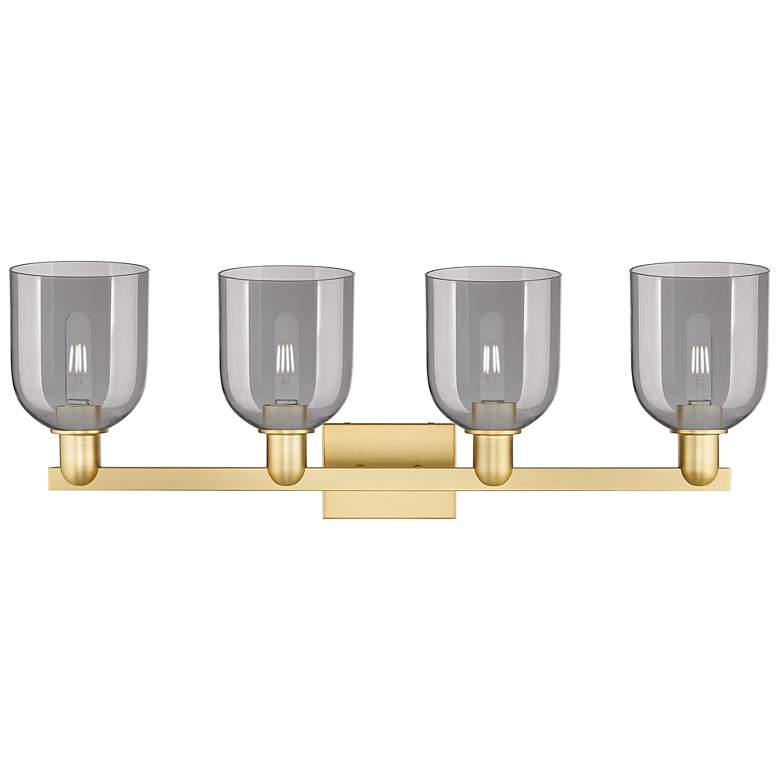 Image 2 Arcadia Bella 33"W 4 Light Satin Gold Bath Light w/ Light Smoke Shade more views