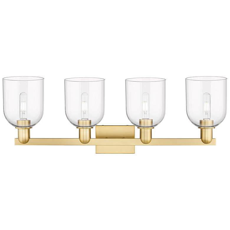Image 2 Arcadia Bella 33" Wide 4 Light Satin Gold Bath Light With Clear Shade more views