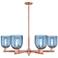 Arcadia Bella 35"W 6 Light Copper Stem Hung Chandelier With Blue Shade