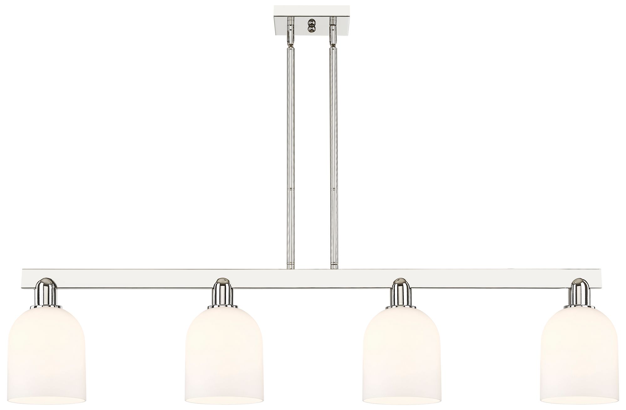 Arcadia Bella 48"W 4-Lt Polished Nickel Stem Island Light w/ White Shade