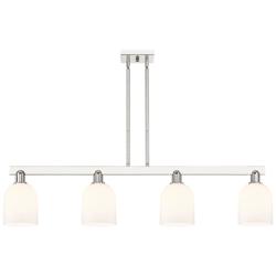 Arcadia Bella 48"W 4-Lt Polished Nickel Stem Island Light w/ White Shade
