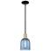 Arcadia Bella 6"W Black And Brass Stem Hung Mini Pendant w/ Blue Shade