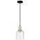 Arcadia Bella 6"W Black Brass Cord Hung Mini Pendant w/ Seedy Shade