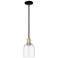 Arcadia Bella 6"W Black Brass Stem Hung Mini Pendant w/ Clear Shade