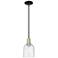 Arcadia Bella 6"W Black Brass Stem Hung Mini Pendant w/ Seedy Shade
