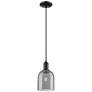 1_Arcadia Bella 6"W Black Cord Hung Mini Pendant w/ Light Smoke Shade