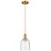 Arcadia Bella 6"W Brushed Brass Cord Hung Mini Pendant w/ Seedy Shade