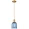 Arcadia Bella 6"W Brushed Brass Cord Hung Mini Pendant With Blue Shade