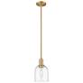 Arcadia Bella 6"W Brushed Brass Stem Hung Mini Pendant w/ Clear Shade