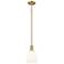 Arcadia Bella 6"W Brushed Brass Stem Hung Mini Pendant w/ White Shade