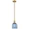 Arcadia Bella 6"W Brushed Brass Stem Hung Mini Pendant With Blue Shade