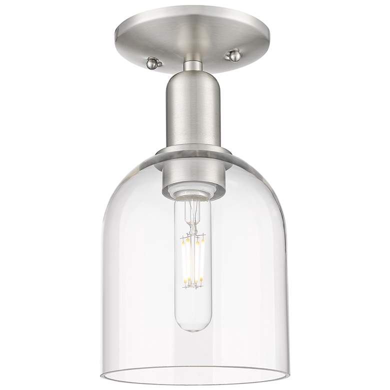 Image 1 Arcadia Bella 6"W Brushed Nickel Semi.Flush Mount With Clear Shade