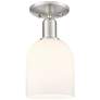 Arcadia Bella 6"W Brushed Nickel Semi.Flush Mount With White Shade