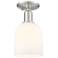 Arcadia Bella 6"W Brushed Nickel Semi.Flush Mount With White Shade