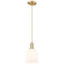 Arcadia Bella 6"W Champagne Bronze Cord Mini Pendant w/ White Shade