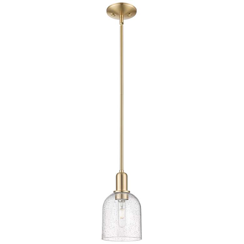 Image 1 Arcadia Bella 6"W Champagne Bronze Stem Mini Pendant w/ Seedy Shade