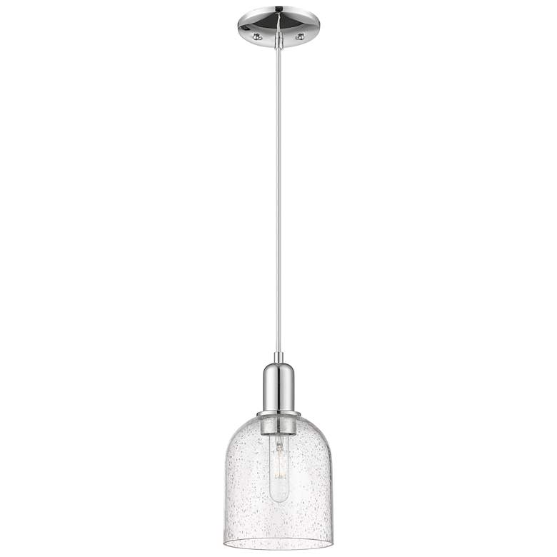 Image 1 Arcadia Bella 6"W Chrome Cord Hung Mini Pendant w/ Seedy Shade