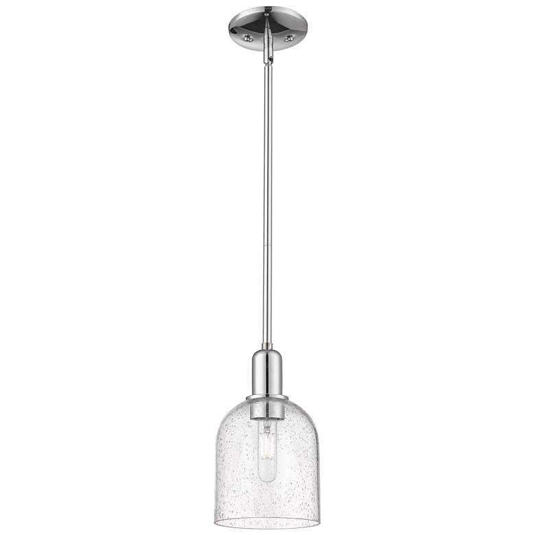 Image 1 Arcadia Bella 6"W Chrome Stem Hung Mini Pendant w/ Seedy Shade