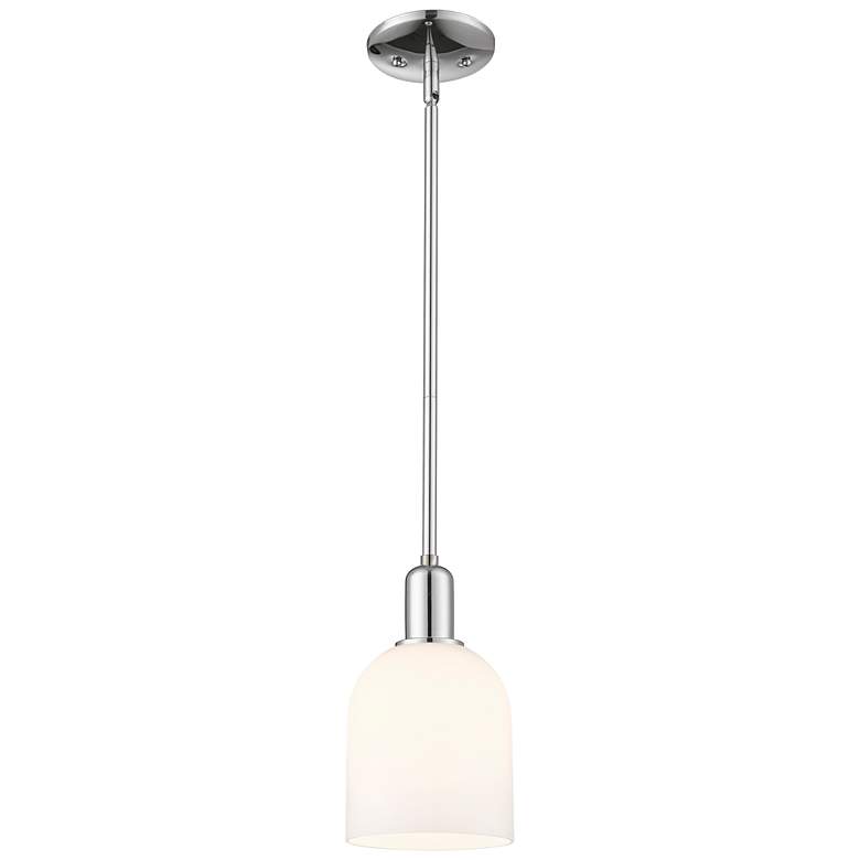 Image 1 Arcadia Bella 6"W Chrome Stem Hung Mini Pendant w/ White Shade