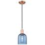1_Arcadia Bella 6"W Copper Cord Hung Mini Pendant With Blue Shade