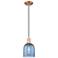 Arcadia Bella 6"W Copper Cord Hung Mini Pendant With Blue Shade