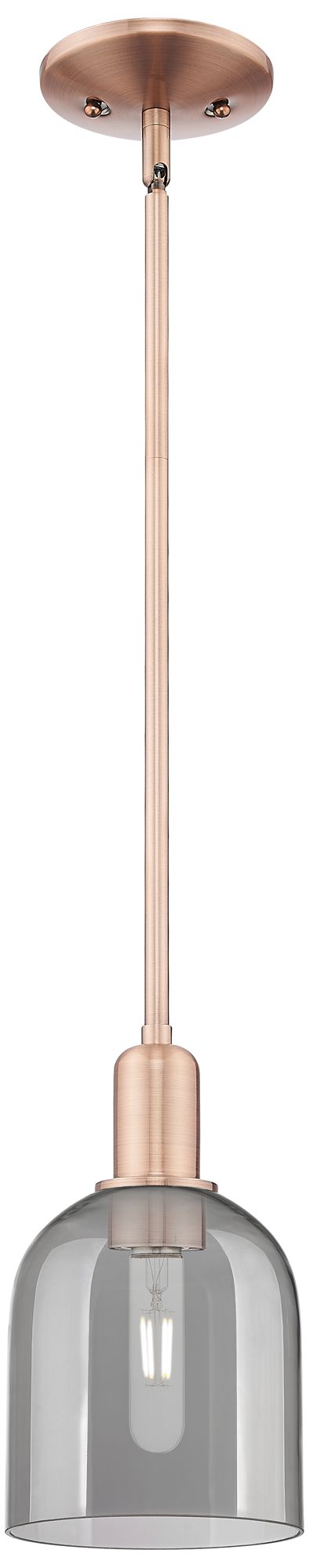 Arcadia Bella 6"W Copper Stem Hung Mini Pendant With Light Smoke Shade