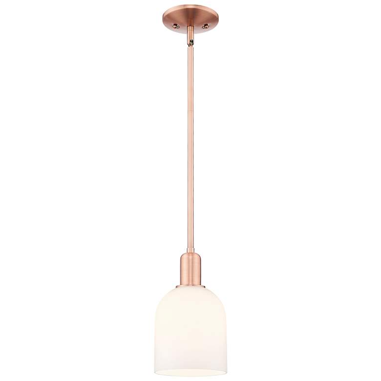 Image 1 Arcadia Bella 6"W Copper Stem Hung Mini Pendant With White Shade