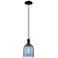 Arcadia Bella 6"W Matte Black Cord Hung Mini Pendant With Blue Shade