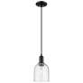 1_Arcadia Bella 6"W Matte Black Cord Hung Mini Pendant With Seedy Shade