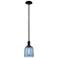 Arcadia Bella 6"W Matte Black Stem Hung Mini Pendant With Blue Shade