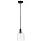 Arcadia Bella 6"W Matte Black Stem Hung Mini Pendant With Clear Shade