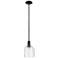Arcadia Bella 6"W Matte Black Stem Hung Mini Pendant With Seedy Shade
