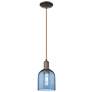 Arcadia Bella 6"W Oiled Bronze Cord Hung Mini Pendant w/ Blue Shade