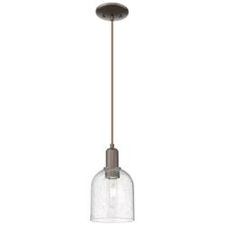 Arcadia Bella 6"W Oiled Bronze Cord Hung Mini Pendant w/ Seedy Shade