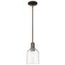 Arcadia Bella 6"W Oiled Bronze Stem Hung Mini Pendant w/ Clear Shade
