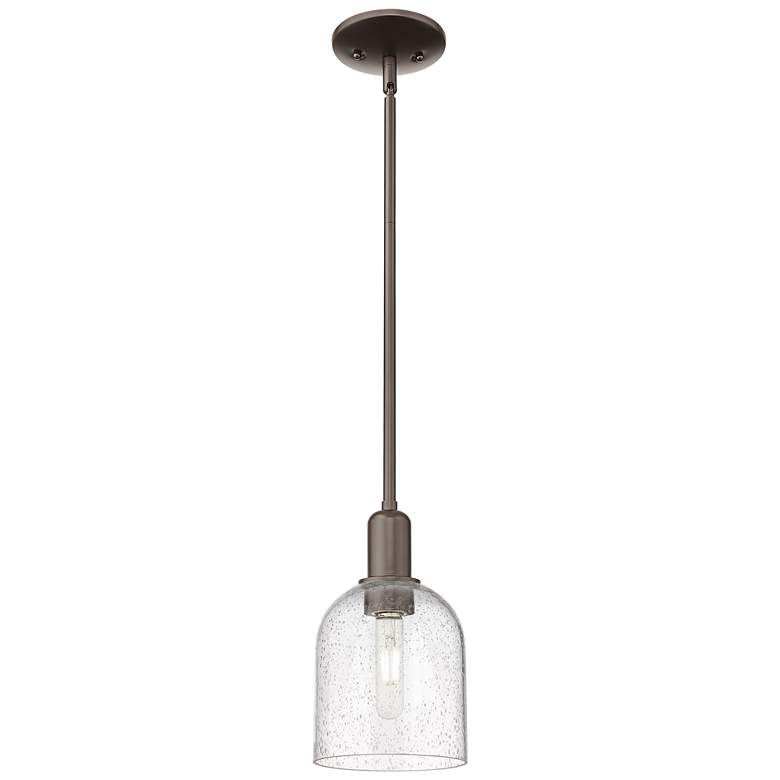 Image 1 Arcadia Bella 6"W Oiled Bronze Stem Hung Mini Pendant w/ Seedy Shade