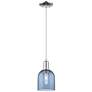 Arcadia Bella 6"W Polished Chrome Cord Hung Mini Pendant w/ Blue Shade