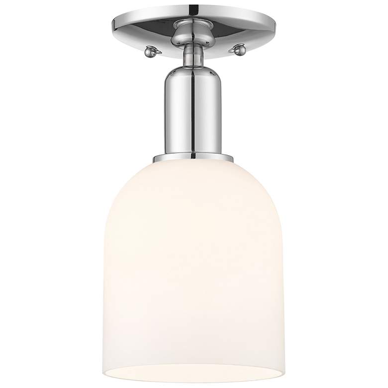 Image 1 Arcadia Bella 6"W Polished Chrome Semi.Flush Mount With White Shade