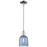 Arcadia Bella 6"W Polished Chrome Stem Hung Mini Pendant w/ Blue Shade