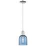 Arcadia Bella 6"W Polished Nickel Cord Hung Mini Pendant w/ Blue Shade