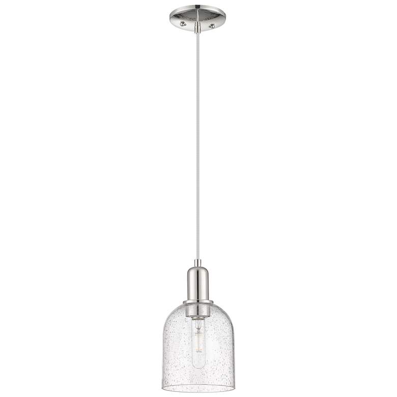 Image 1 Arcadia Bella 6"W Polished Nickel Cord Mini Pendant w/ Seedy Shade